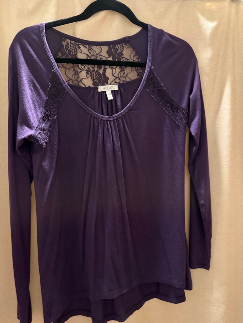 dELiA*s Plum Lace-Back Long Sleeve Tee